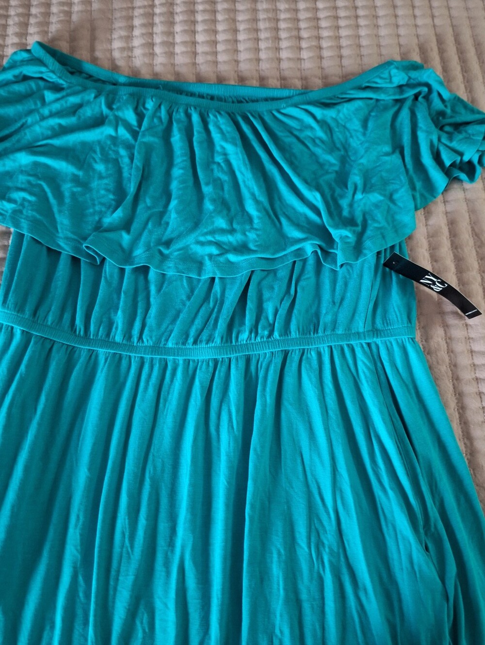NWT NY & CO Off The Shoulder Ruffle Top Maxi Dress